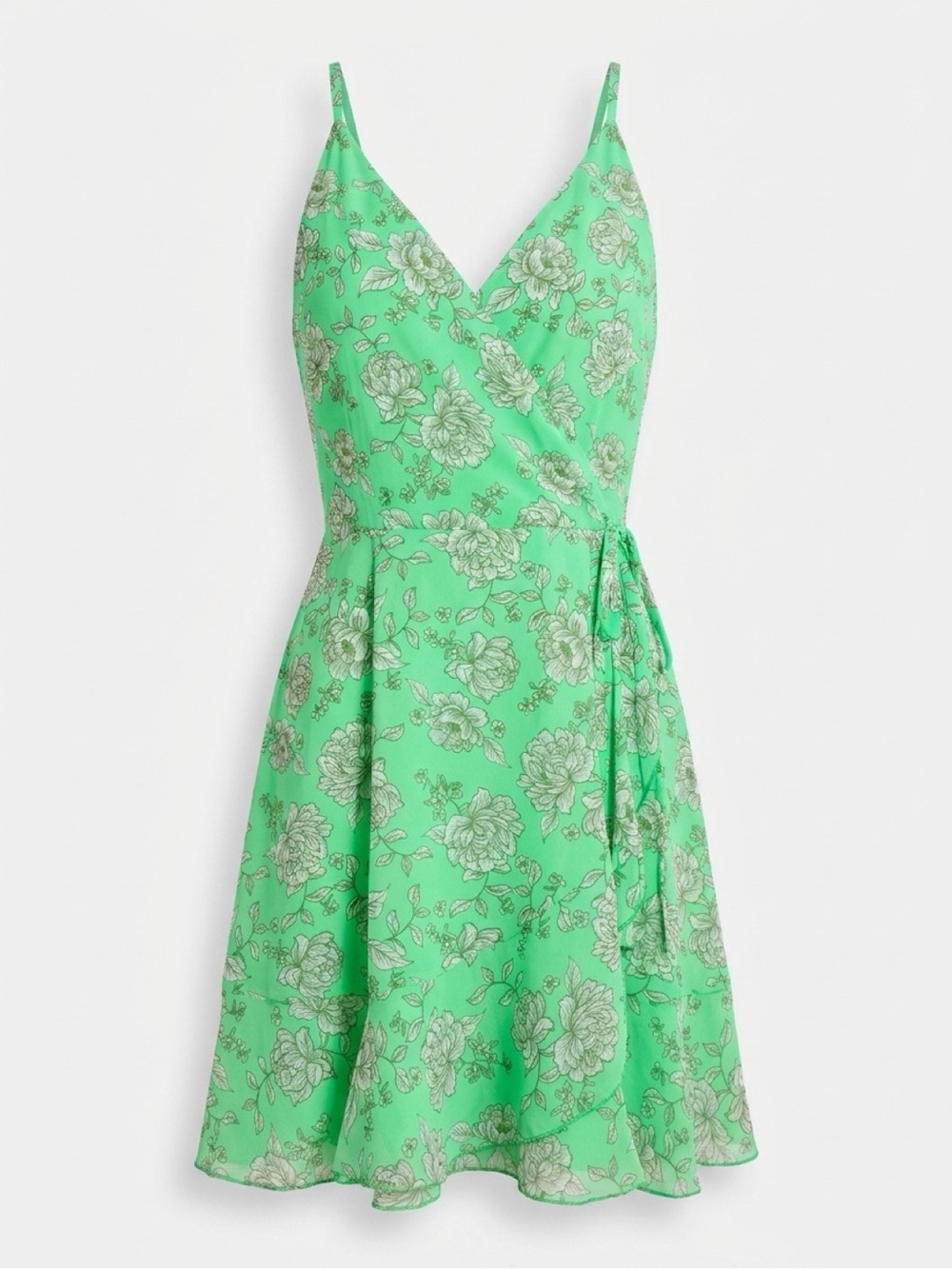 Speechless Green Floral V-Neck Ruffle Mini Dress NWOT XL